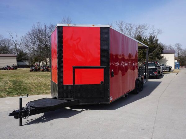 8.5 x 22 Red V-Nose BBQ Porch Concession with Blackout Trim Package - Image 4