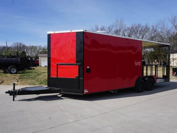 8.5 x 22 Red V-Nose BBQ Porch Concession with Blackout Trim Package - Image 3
