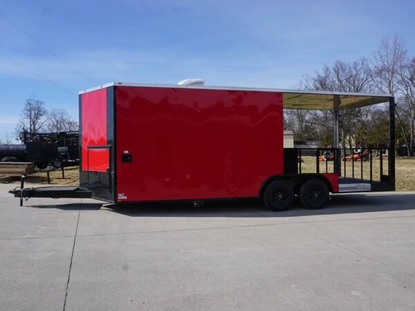 8.5 x 22 Red V-Nose BBQ Porch Concession with Blackout Trim Package - Image 5