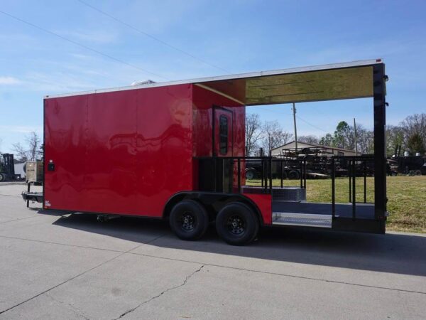 8.5 x 22 Red V-Nose BBQ Porch Concession with Blackout Trim Package - Image 6