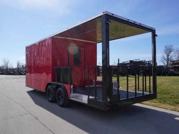 8.5 x 22 Red V-Nose BBQ Porch Concession with Blackout Trim Package - Image 7