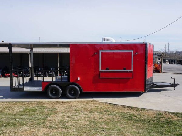 8.5 x 22 Red V-Nose BBQ Porch Concession with Blackout Trim Package - Image 10