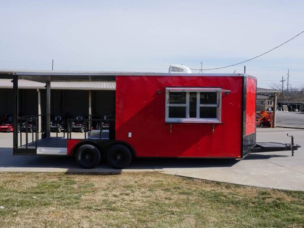 8.5 x 22 Red V-Nose BBQ Porch Concession with Blackout Trim Package - Image 11