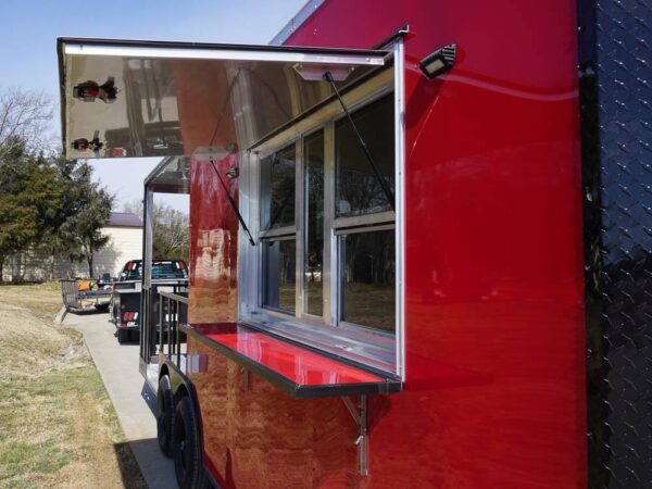 8.5 x 22 Red V-Nose BBQ Porch Concession with Blackout Trim Package - Image 12