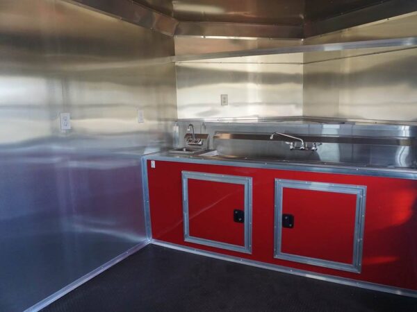 8.5 x 22 Red V-Nose BBQ Porch Concession with Blackout Trim Package - Image 23