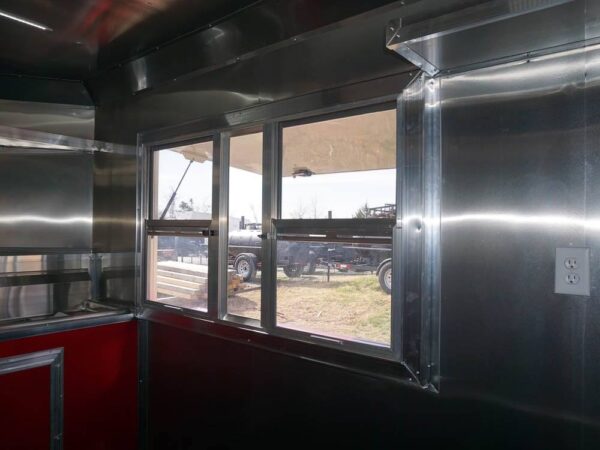 8.5 x 22 Red V-Nose BBQ Porch Concession with Blackout Trim Package - Image 25