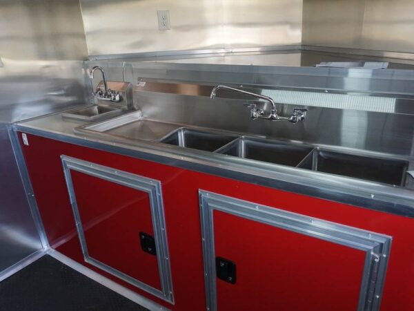 8.5 x 22 Red V-Nose BBQ Porch Concession with Blackout Trim Package - Image 27
