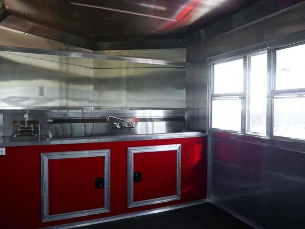 8.5 x 22 Red V-Nose BBQ Porch Concession with Blackout Trim Package - Image 36