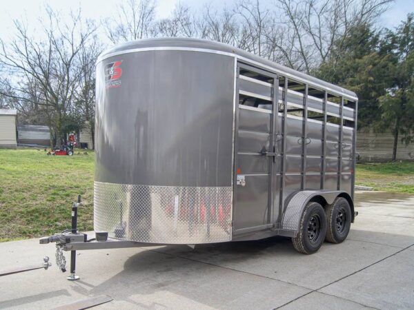 14ft Charcoal Horse Livestock Cattle Trailer (2) 3,500lb Axles with Dressing Room - Image 7