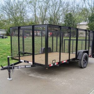 6.4x12 Dovetail Utility Trailer with 4ft Mesh Sides 3,500lb Axle