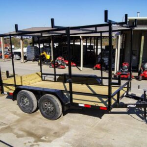 6.4x12 Straight Deck Utility Trailer 6ft Ladder Racks (2) 3500lb Axles