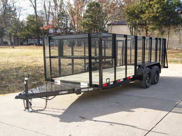 6.4x16 Utility Trailer Straight Deck 4ft Mesh Sides with Basket (2) 3,500lb Axles