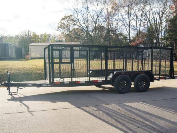 6.4x16 Utility Trailer Straight Deck 4ft Mesh Sides with Basket (2) 3,500lb Axles - Image 3