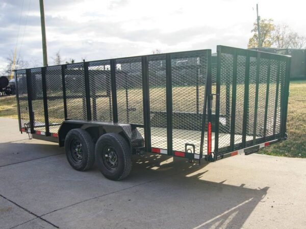 6.4x16 Utility Trailer Straight Deck 4ft Mesh Sides with Basket (2) 3,500lb Axles - Image 4