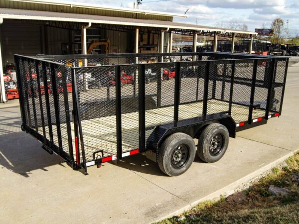 6.4x16 Utility Trailer Straight Deck 4ft Mesh Sides with Basket (2) 3,500lb Axles - Image 5