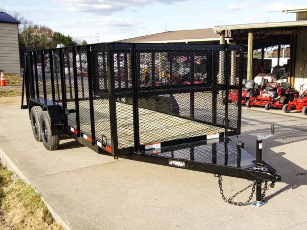6.4x16 Utility Trailer Straight Deck 4ft Mesh Sides with Basket (2) 3,500lb Axles - Image 7