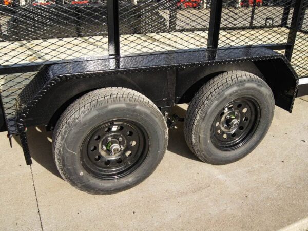6.4x16 Utility Trailer Straight Deck 4ft Mesh Sides with Basket (2) 3,500lb Axles - Image 12