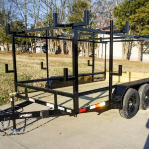 6.4x12 Straight Deck Utility Trailer 4.5ft Ladder Racks (2) 3,500lb Axles