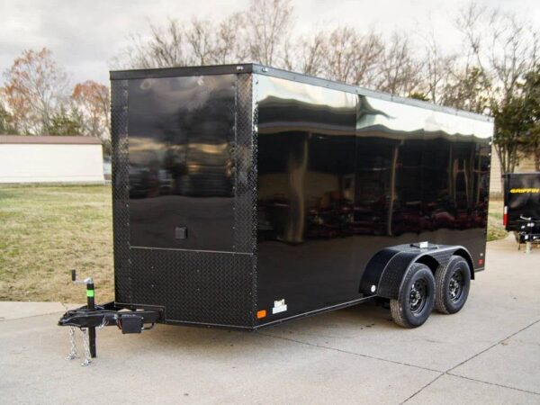 7x14 Black V-Nose Enclosed Trailer Blkout Pkg (2) 3,500lb Axles Elec Pkg - Image 2