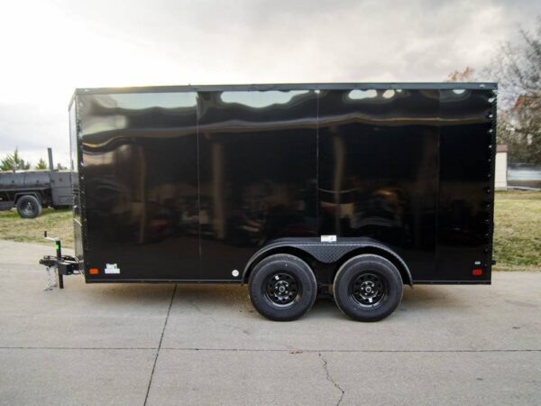 7x14 Black V-Nose Enclosed Trailer Blkout Pkg (2) 3,500lb Axles Elec Pkg - Image 6