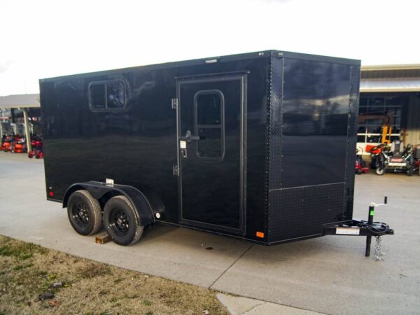 7x14 Black V-Nose Enclosed Trailer Blkout Pkg (2) 3,500lb Axles Elec Pkg - Image 3