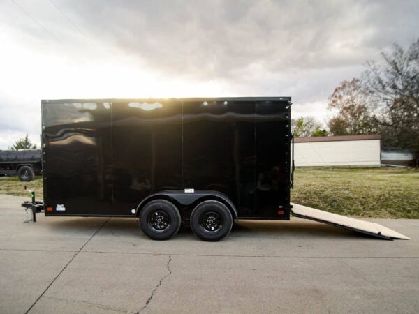 7x14 Black V-Nose Enclosed Trailer Blkout Pkg (2) 3,500lb Axles Elec Pkg - Image 7
