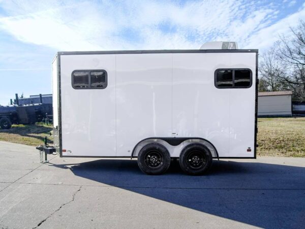 7x14 White V-Nose Enclosed Trailer (2) 3,500lb Axles Windows Elect & Blkout Pkg - Image 5