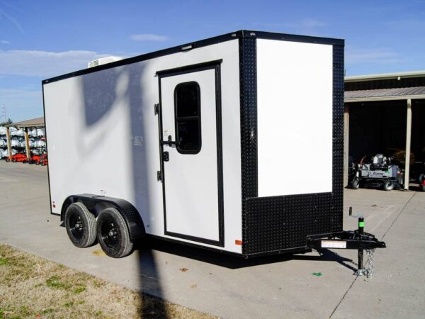 7x14 White V-Nose Enclosed Trailer (2) 3,500lb Axles Windows Elect & Blkout Pkg - Image 4