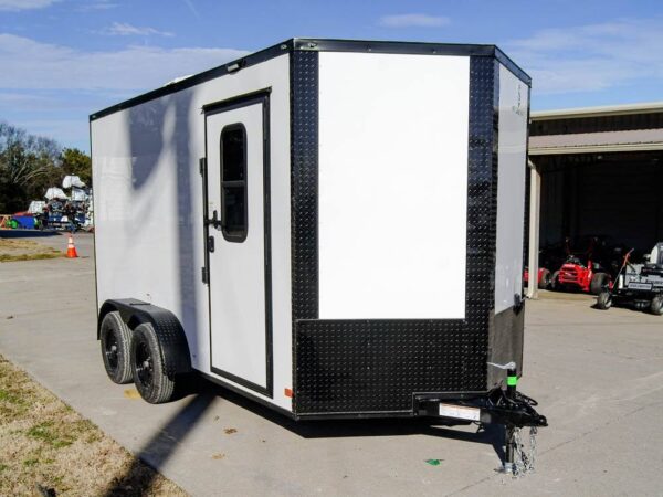 7x14 White V-Nose Enclosed Trailer (2) 3,500lb Axles Windows Elect & Blkout Pkg - Image 8