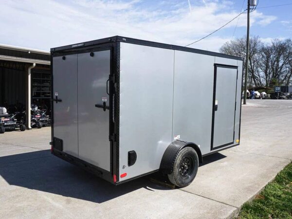 7x12 Enclosed Trailer Silver V-Nose Blackout Package 3,500lb Axle Storage - Image 7