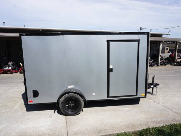 7x12 Enclosed Trailer Silver V-Nose Blackout Package 3,500lb Axle Storage - Image 8