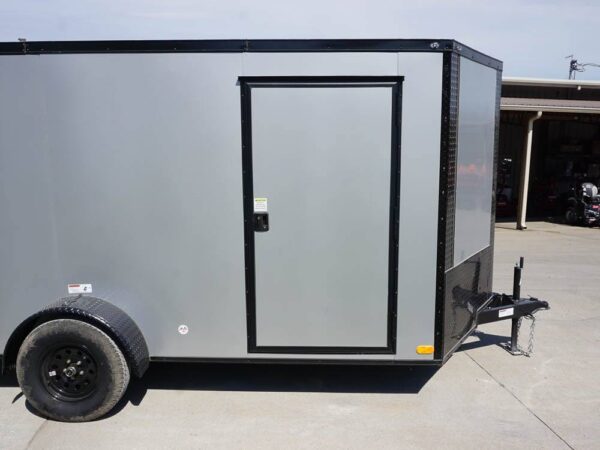 7x12 Enclosed Trailer Silver V-Nose Blackout Package 3,500lb Axle Storage - Image 14