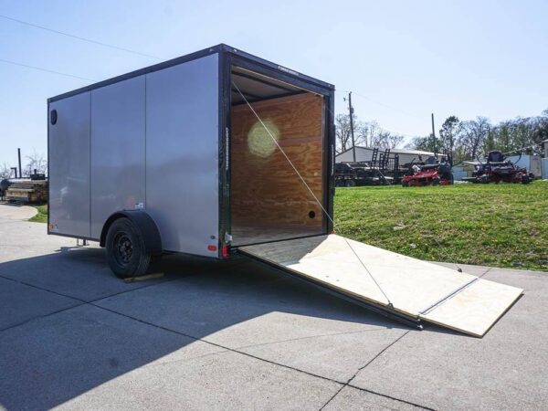 7x12 Enclosed Trailer Silver V-Nose Blackout Package 3,500lb Axle Storage - Image 23