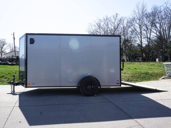 7x12 Enclosed Trailer Silver V-Nose Blackout Package 3,500lb Axle Storage - Image 17