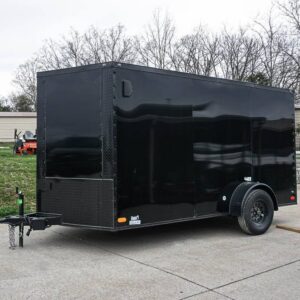 7x12 Enclosed Trailer Black V-Nose Blackout Package 3,500lb Axle Storage
