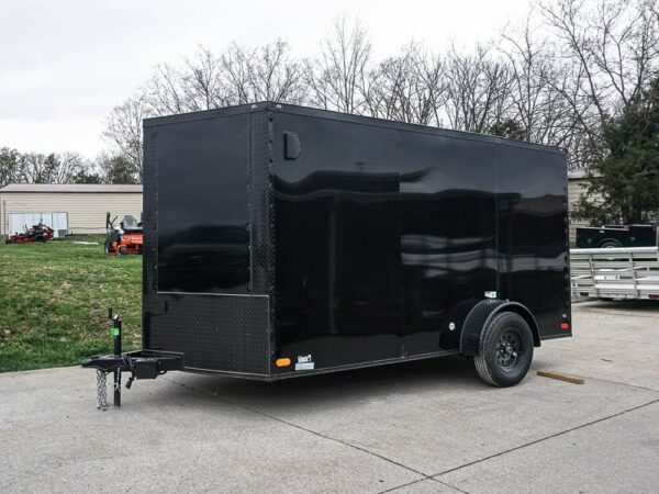 7x12 Enclosed Trailer Black V-Nose Blackout Package 3,500lb Axle Storage