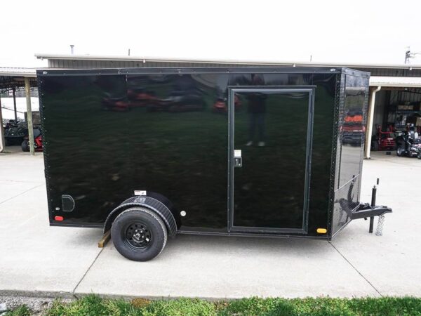 7x12 Enclosed Trailer Black V-Nose Blackout Package 3,500lb Axle Storage - Image 5