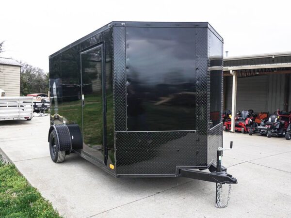 7x12 Enclosed Trailer Black V-Nose Blackout Package 3,500lb Axle Storage - Image 3