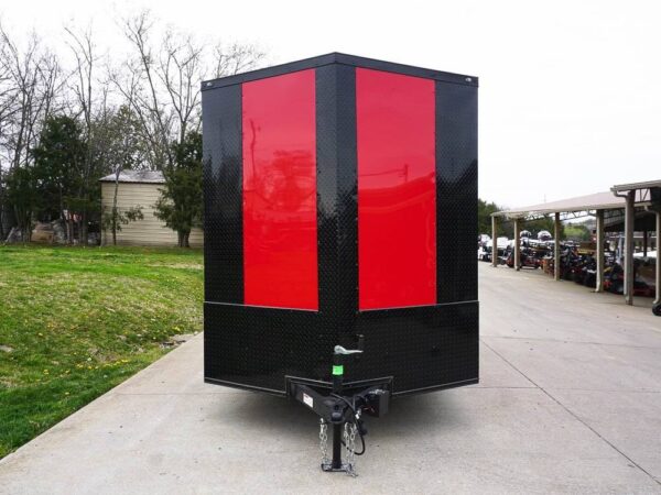 7x16 Enclosed Trailer Red V-Nose Blackout Pkg Tandem Axle Storage - Image 3