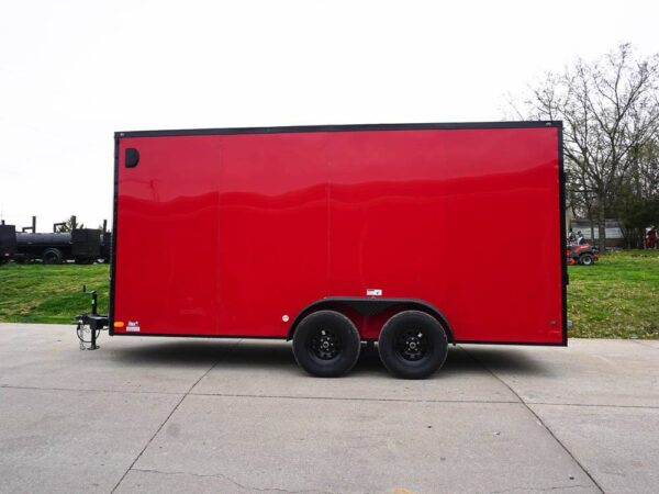 7x16 Enclosed Trailer Red V-Nose Blackout Pkg Tandem Axle Storage - Image 6