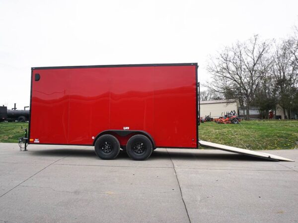 7x16 Enclosed Trailer Red V-Nose Blackout Pkg Tandem Axle Storage - Image 8