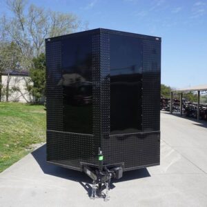 7x16 Enclosed Trailer Black V-Nose Blackout Pkg Tandem Axle Storage