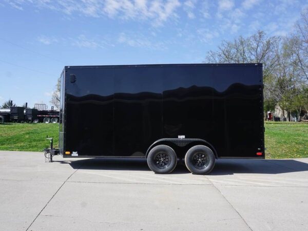 7x16 Enclosed Trailer Black V-Nose Blackout Pkg Tandem Axle Storage - Image 5