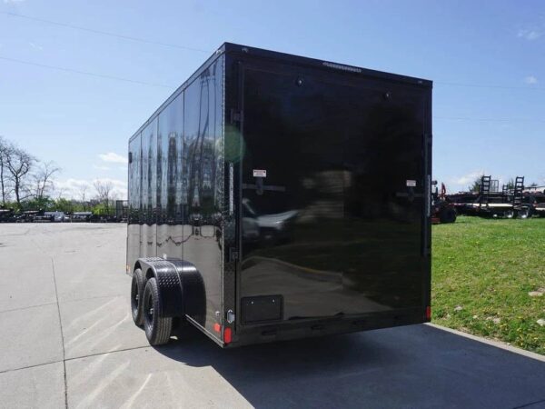 7x16 Enclosed Trailer Black V-Nose Blackout Pkg Tandem Axle Storage - Image 4