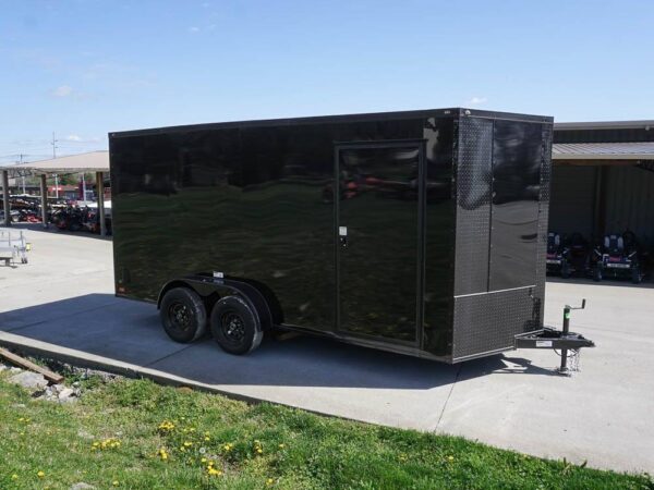 7x16 Enclosed Trailer Black V-Nose Blackout Pkg Tandem Axle Storage - Image 8
