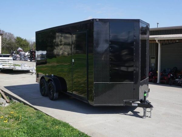 7x16 Enclosed Trailer Black V-Nose Blackout Pkg Tandem Axle Storage - Image 2