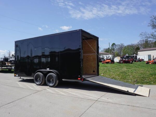 7x16 Enclosed Trailer Black V-Nose Blackout Pkg Tandem Axle Storage - Image 7