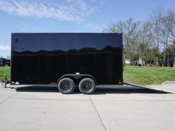 7x16 Enclosed Trailer Black V-Nose Blackout Pkg Tandem Axle Storage - Image 12