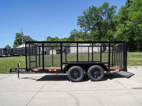 6.4x14 Straight Deck Utility Trailer 4ft Mesh Sides (2) 3500lb Axles - Image 3