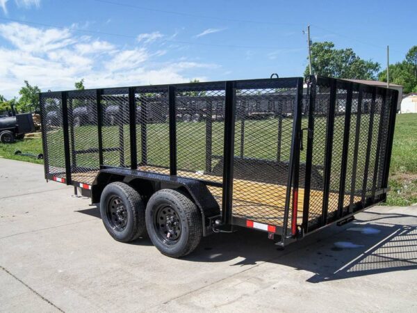 6.4x14 Straight Deck Utility Trailer 4ft Mesh Sides (2) 3500lb Axles - Image 4
